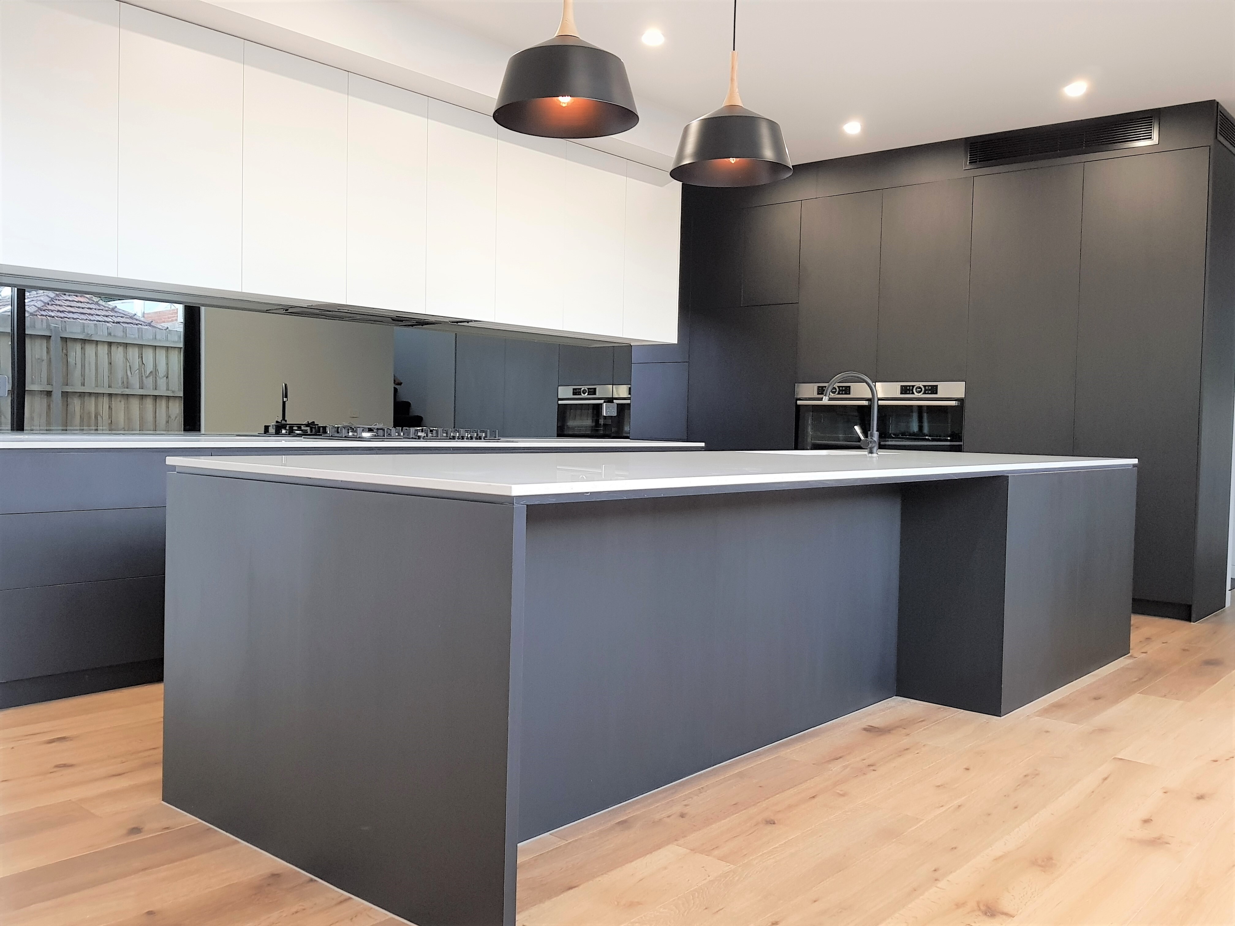 Modern black and white kitchen