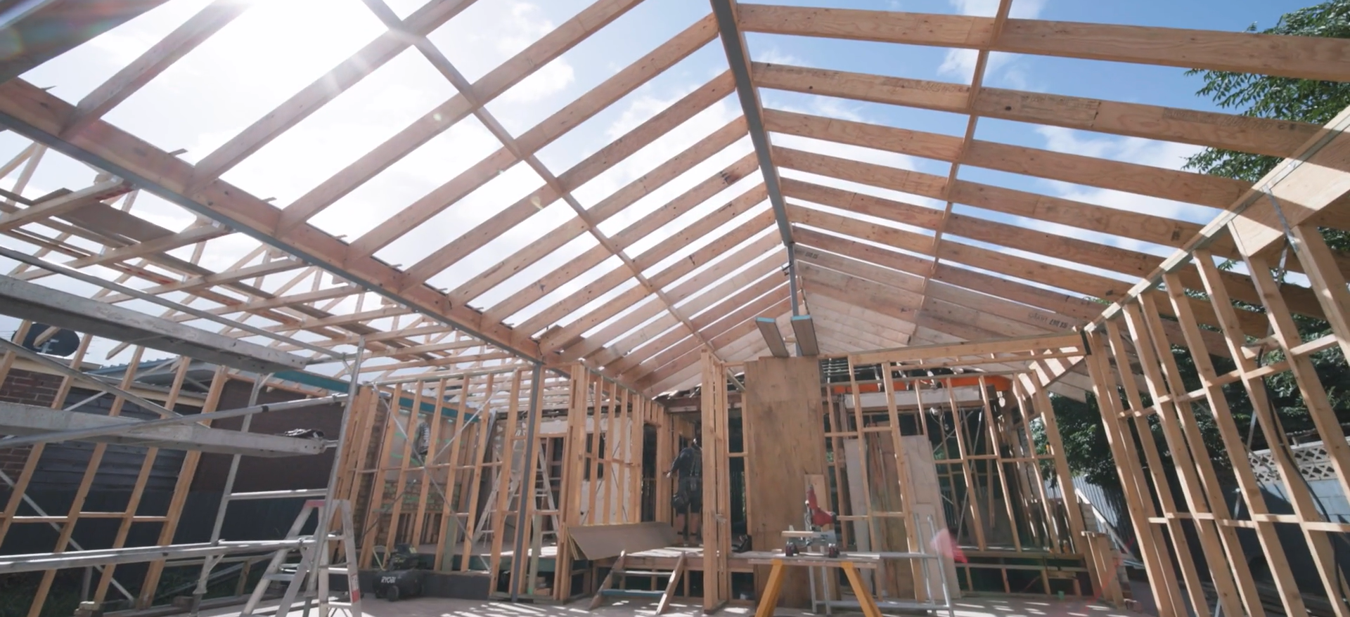 timber wall and roof framing