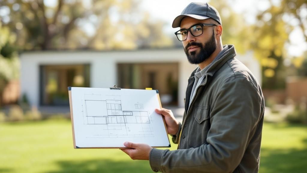 Man holding plans