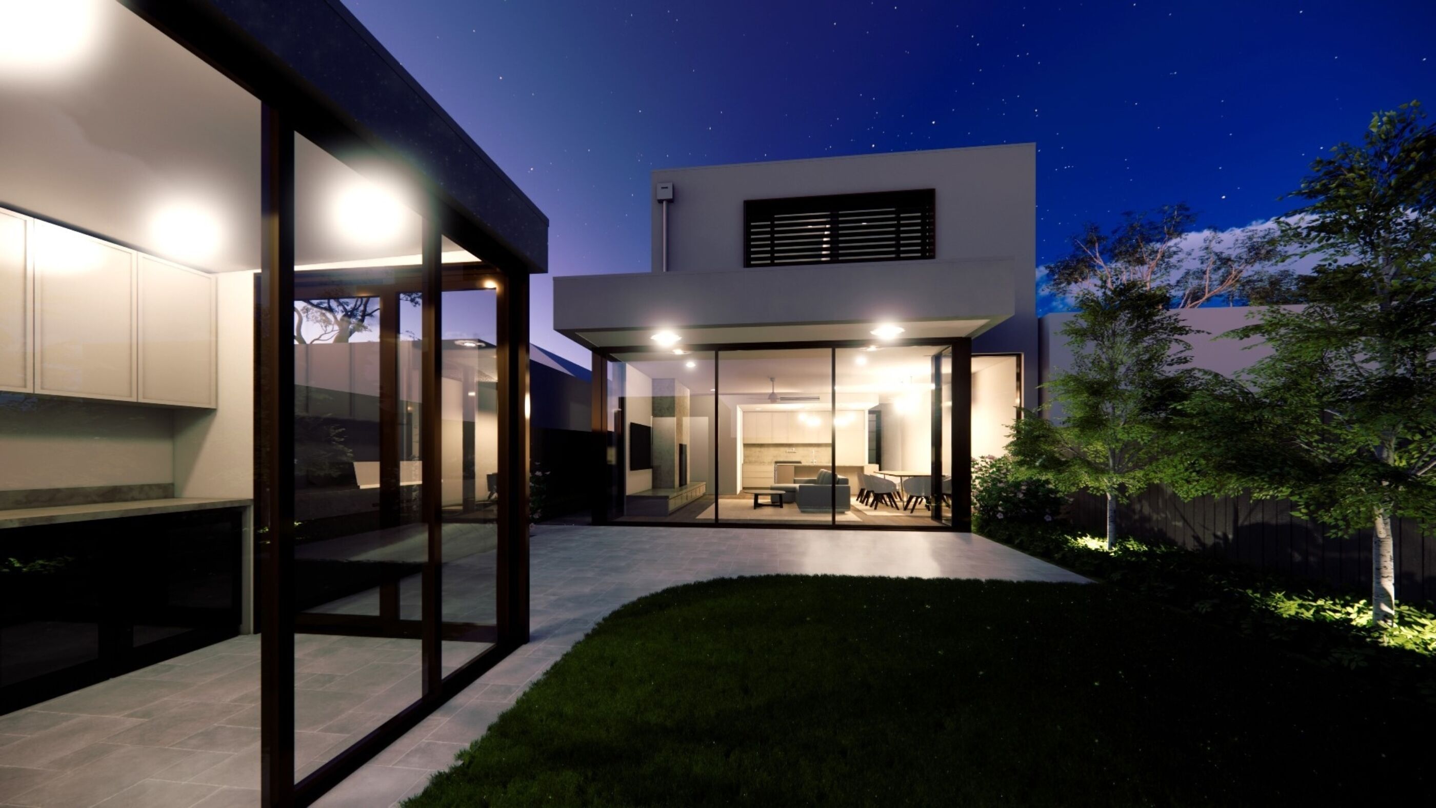 3D render of modern home