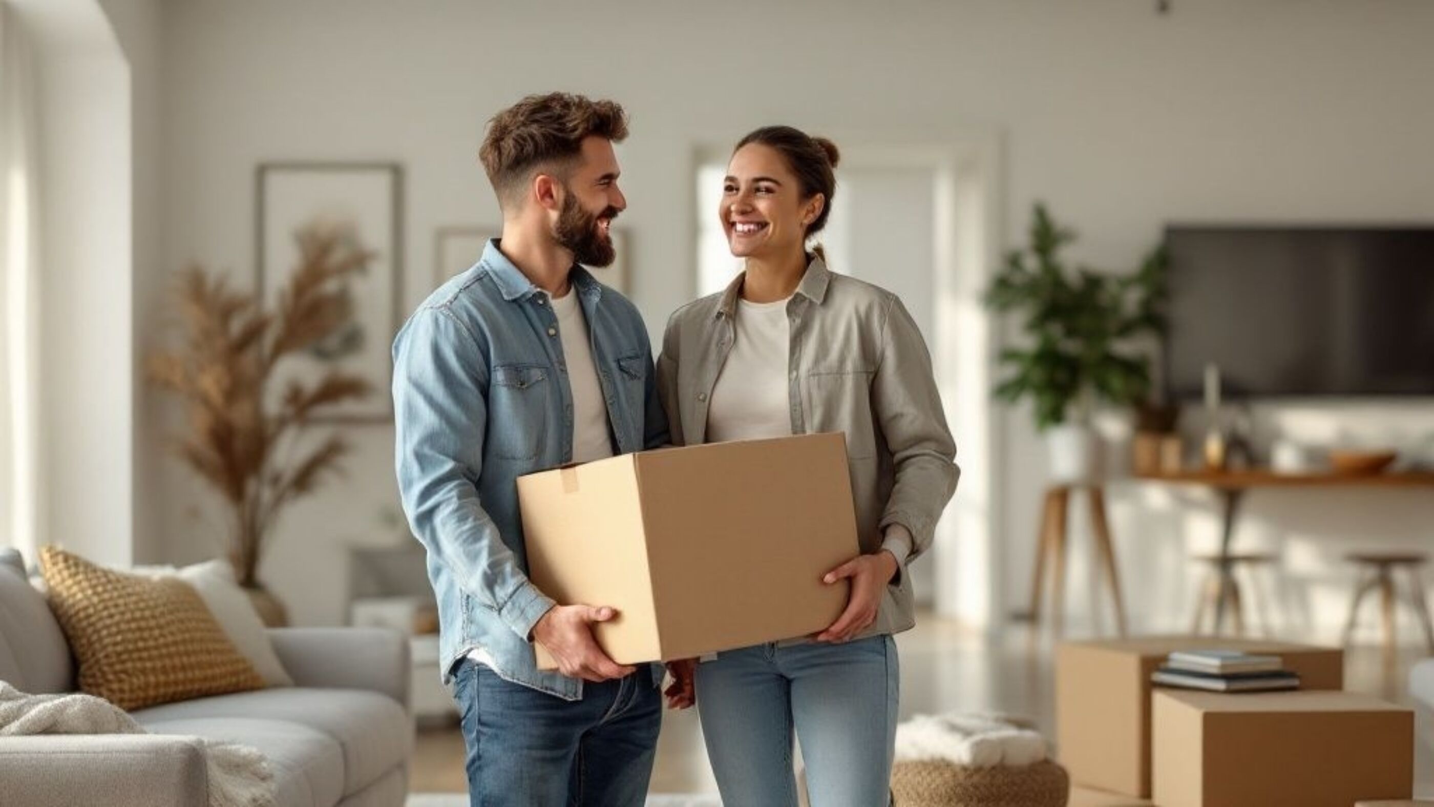 Couple holding a box