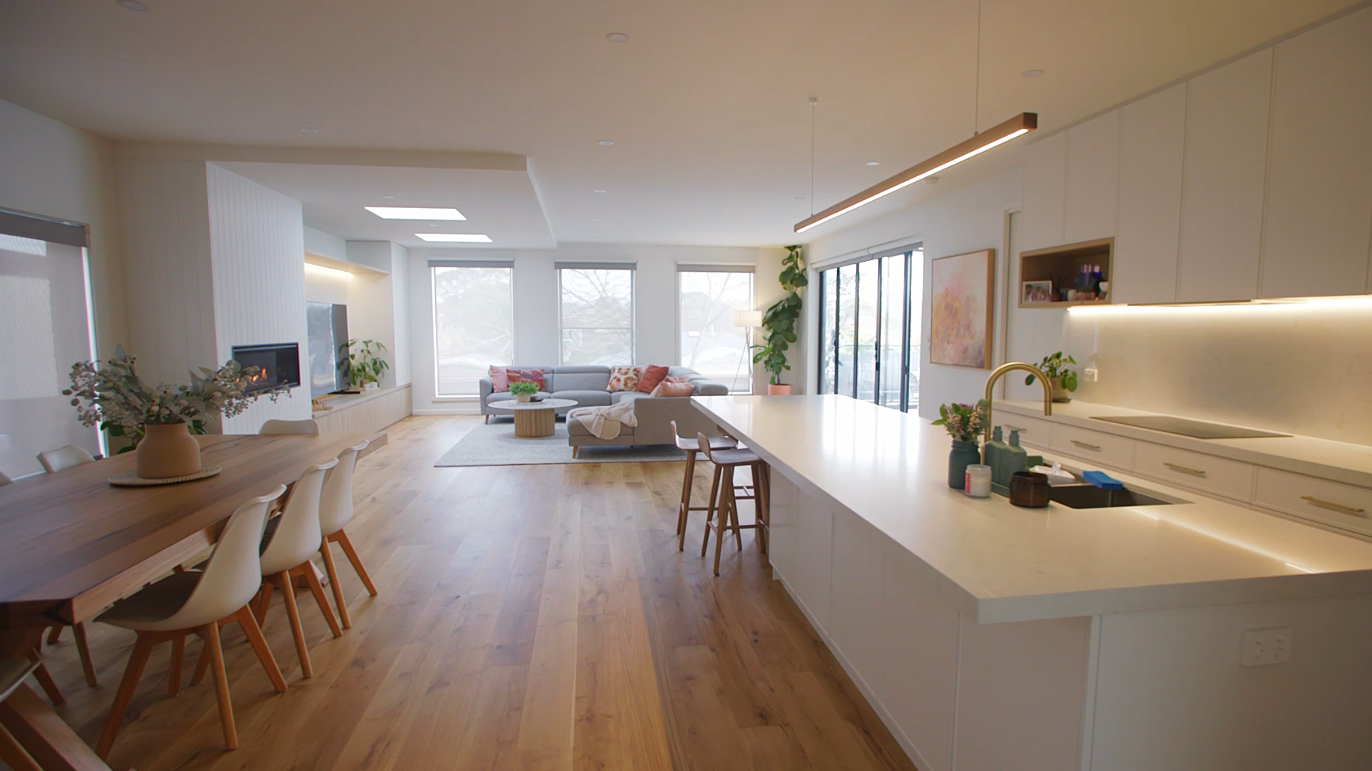 Modern open plan living room and kitchen