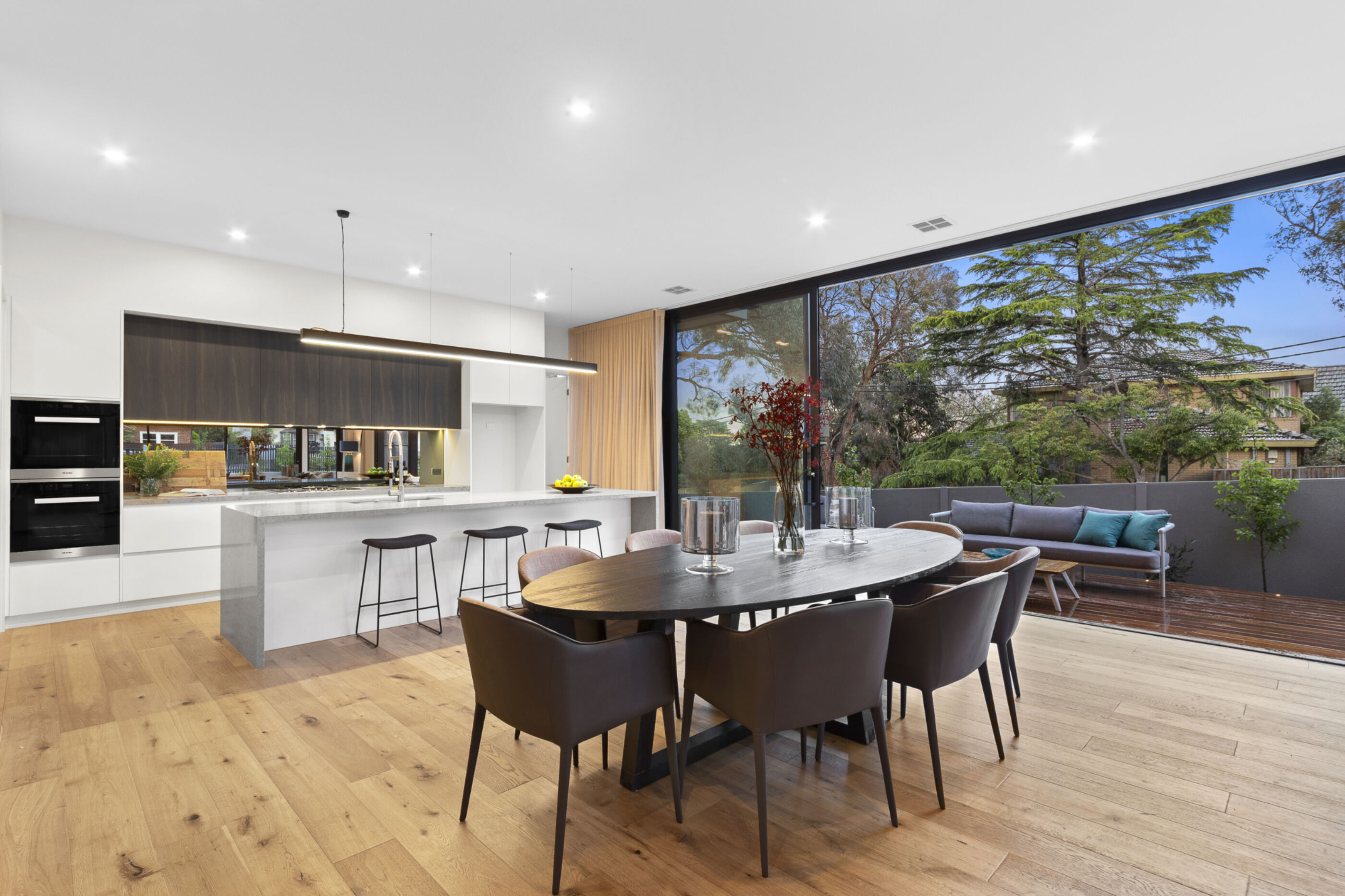 Modern open plan kitchen dining