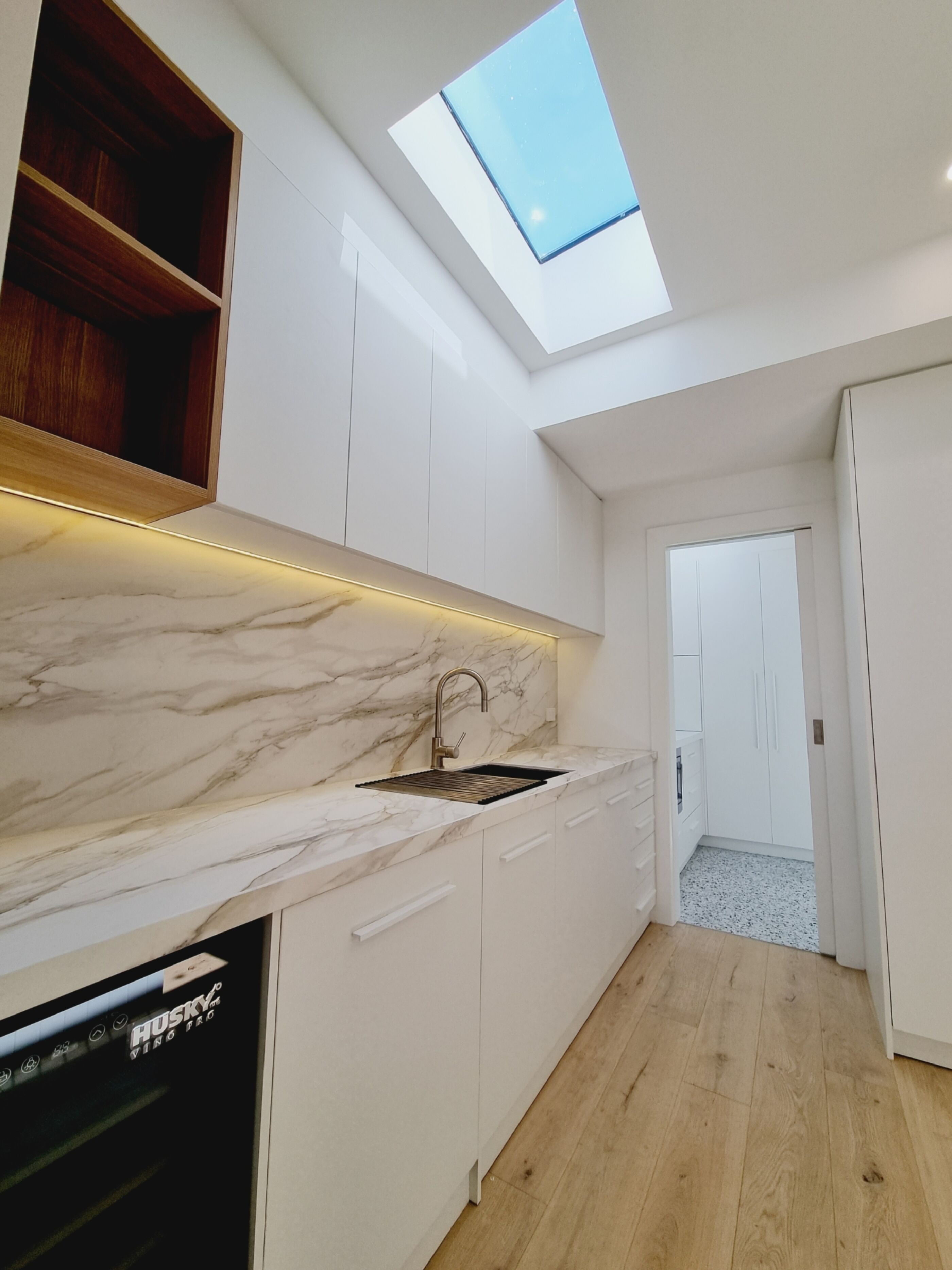 Kitchen with skylight