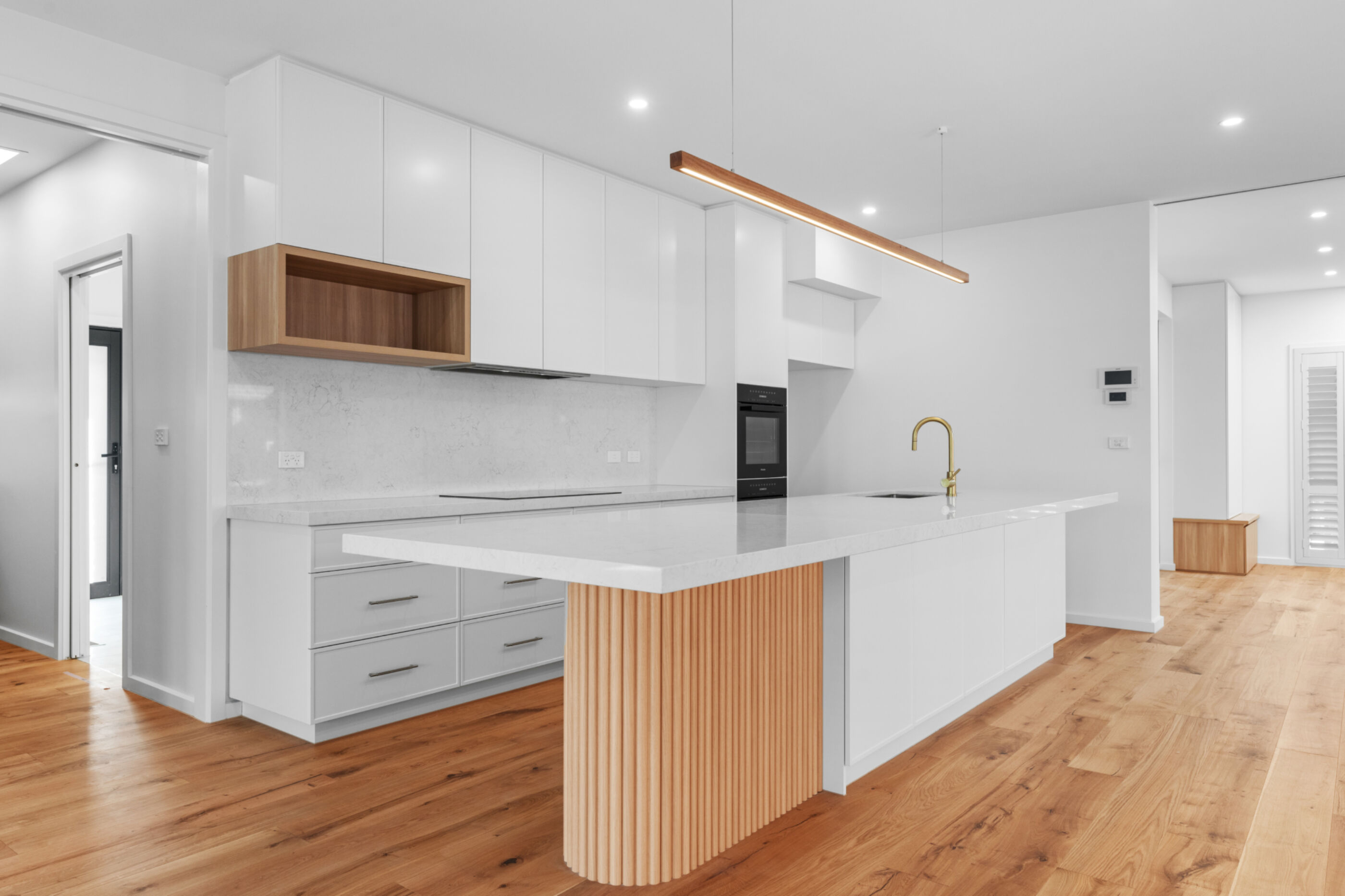 Modern kitchen with timber feature