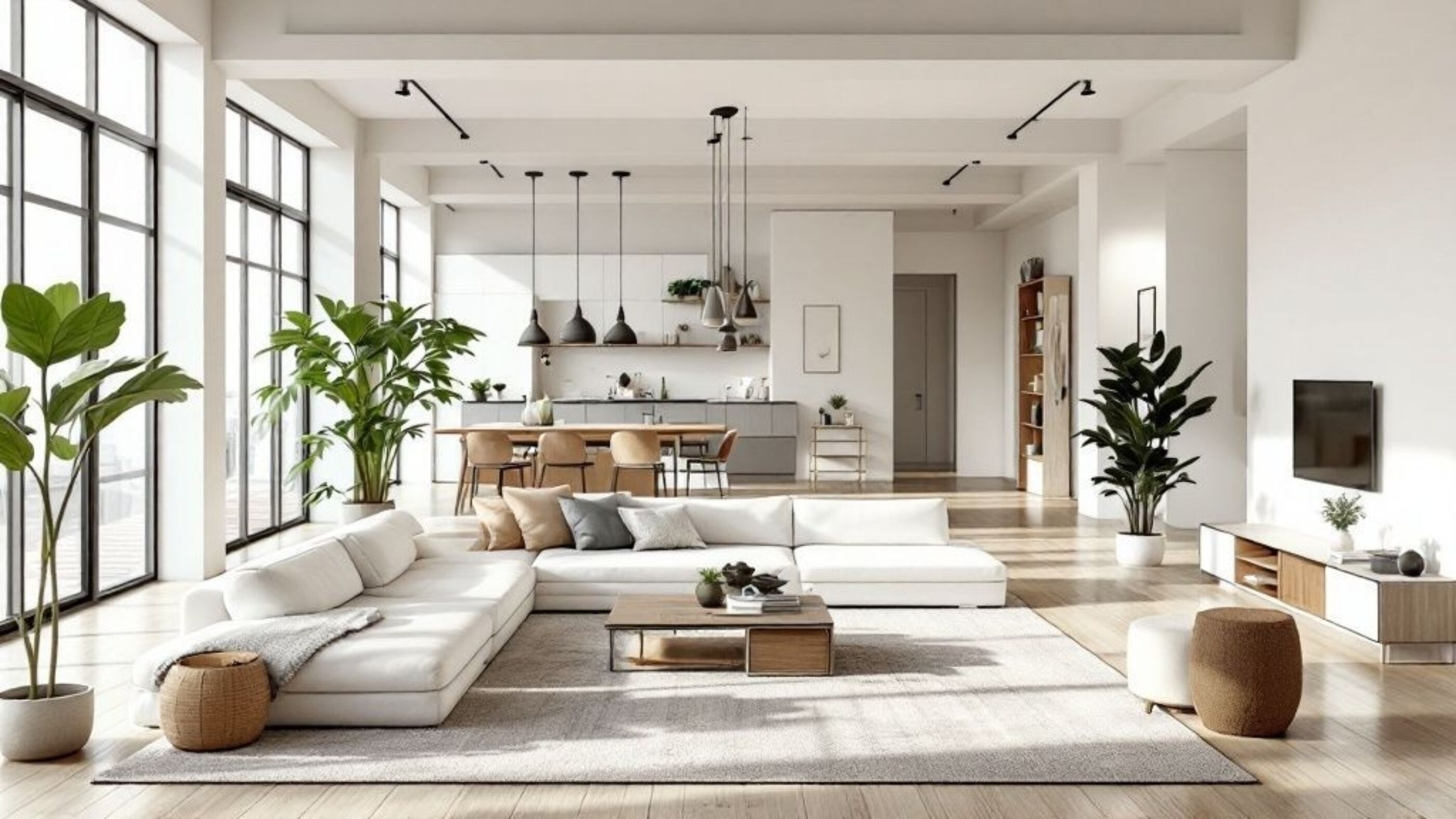 Open plan kitchen and living