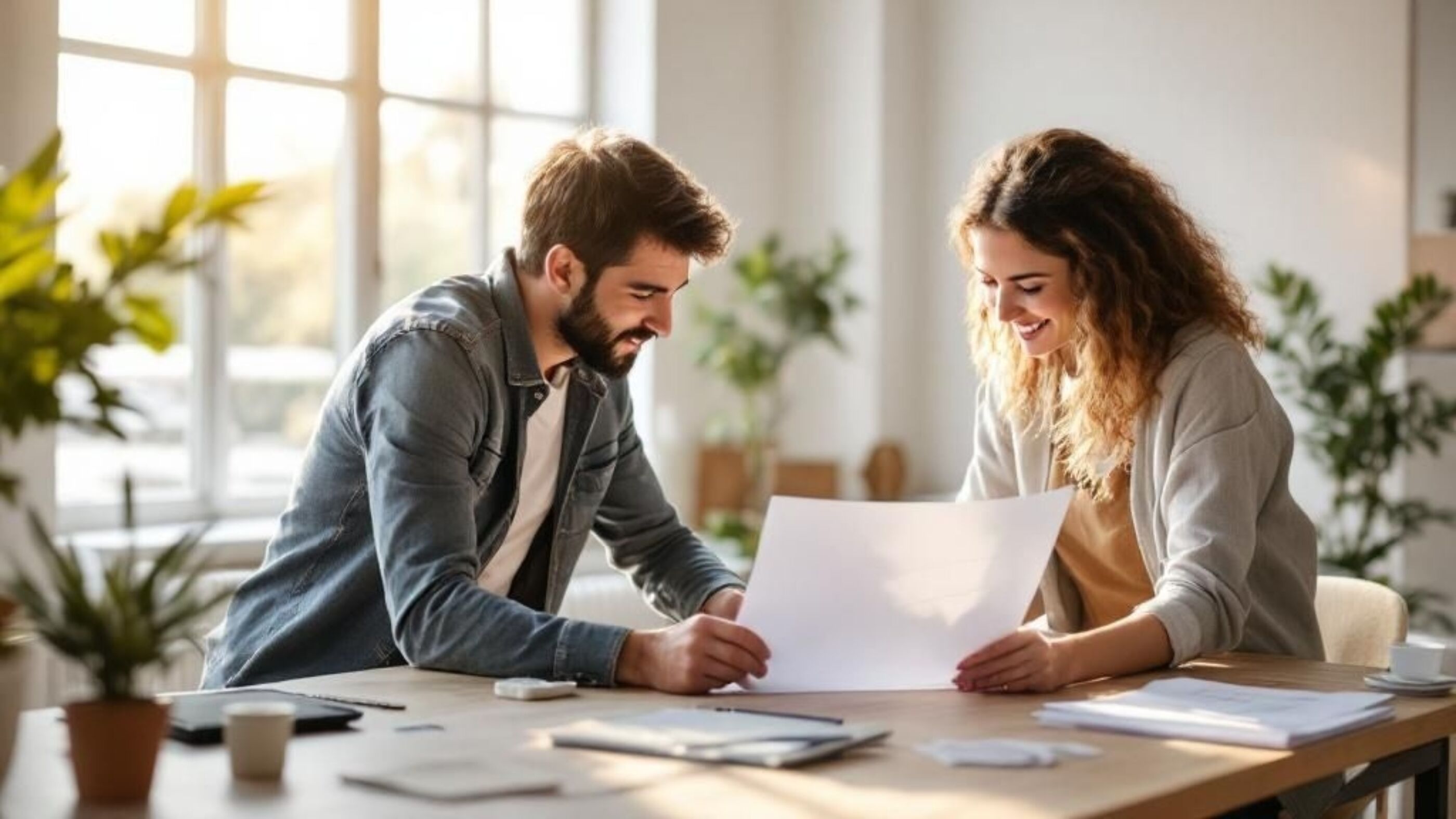 Couple looking at plans