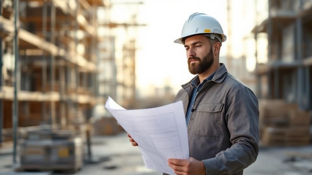 Man looking at plans